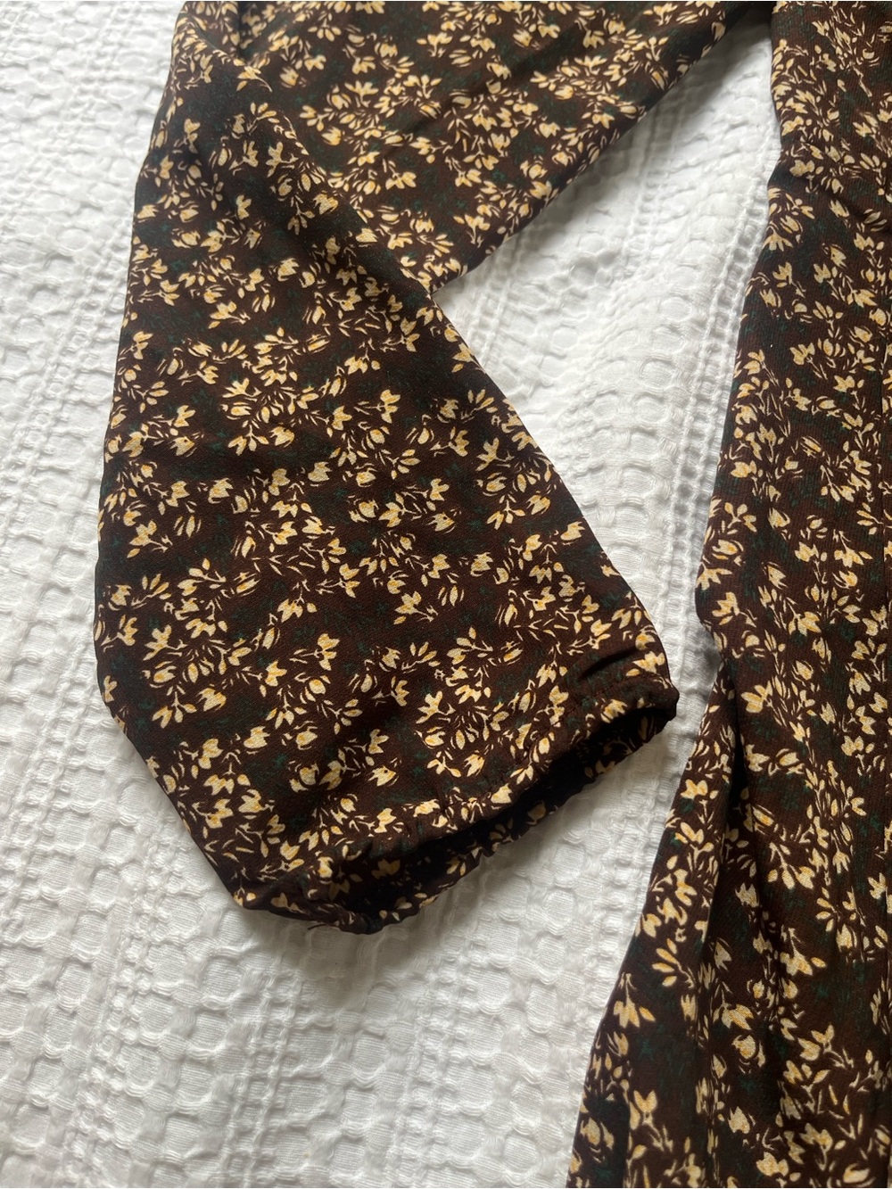 Brown Floral Long-Sleeve Maxi Dress with Square Neck - Picture 8 of 14
